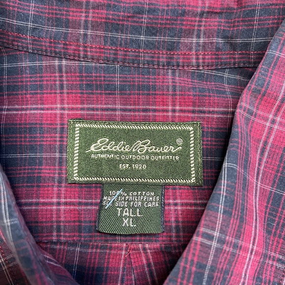 Eddie Bauer XL Tall Plaid Button Down Shirt - Picture 2 of 8